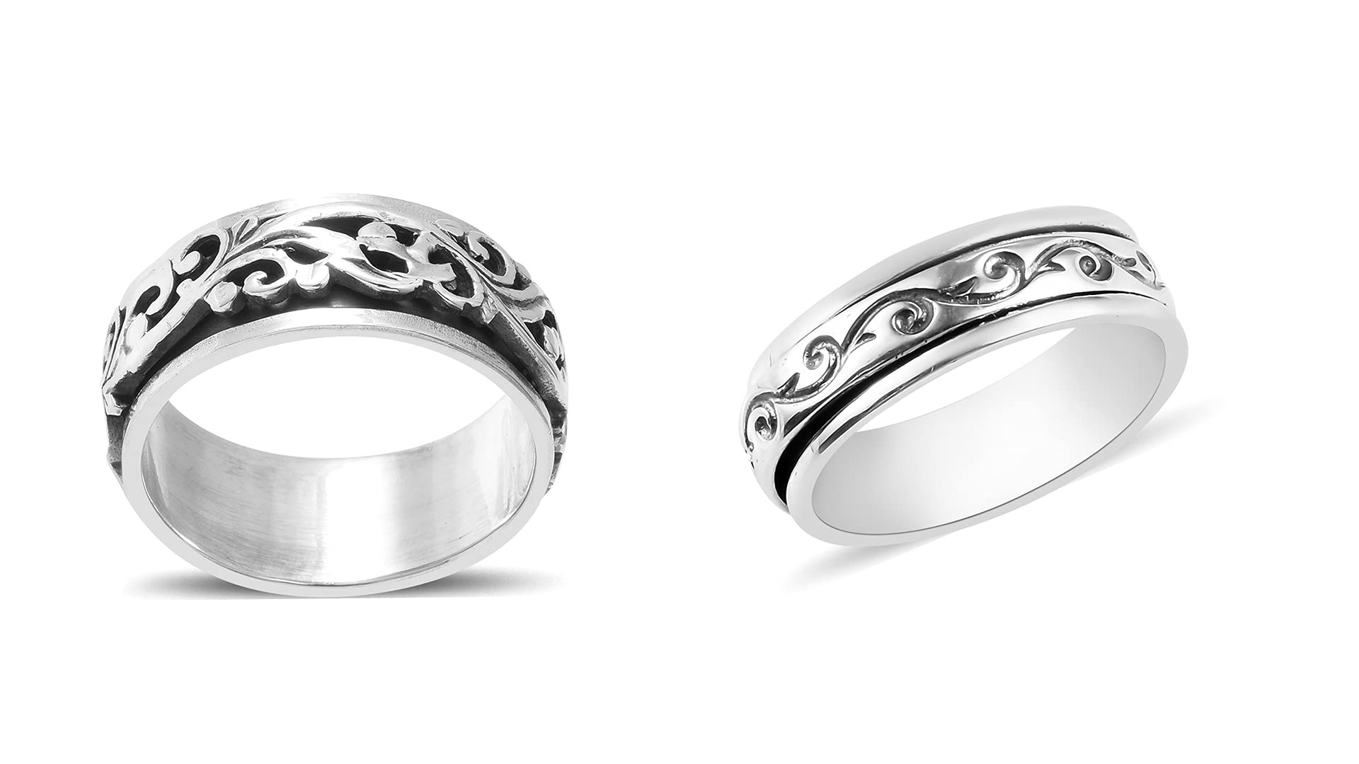 Shop LC Mens Womens Spinner Band Ring 925 Sterling Silver Statement Boho Handmade Jewelry Gifts Stress Relieving Size 10