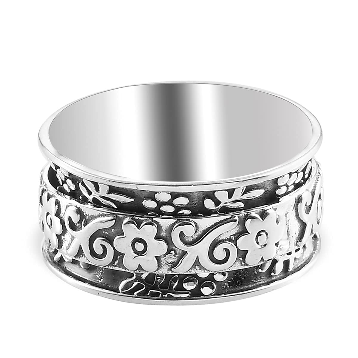 Shop LC Mens Womens Spinner Band Ring 925 Sterling Silver Statement Boho Handmade Jewelry Gifts Stress Relieving Size 10 - Image 7