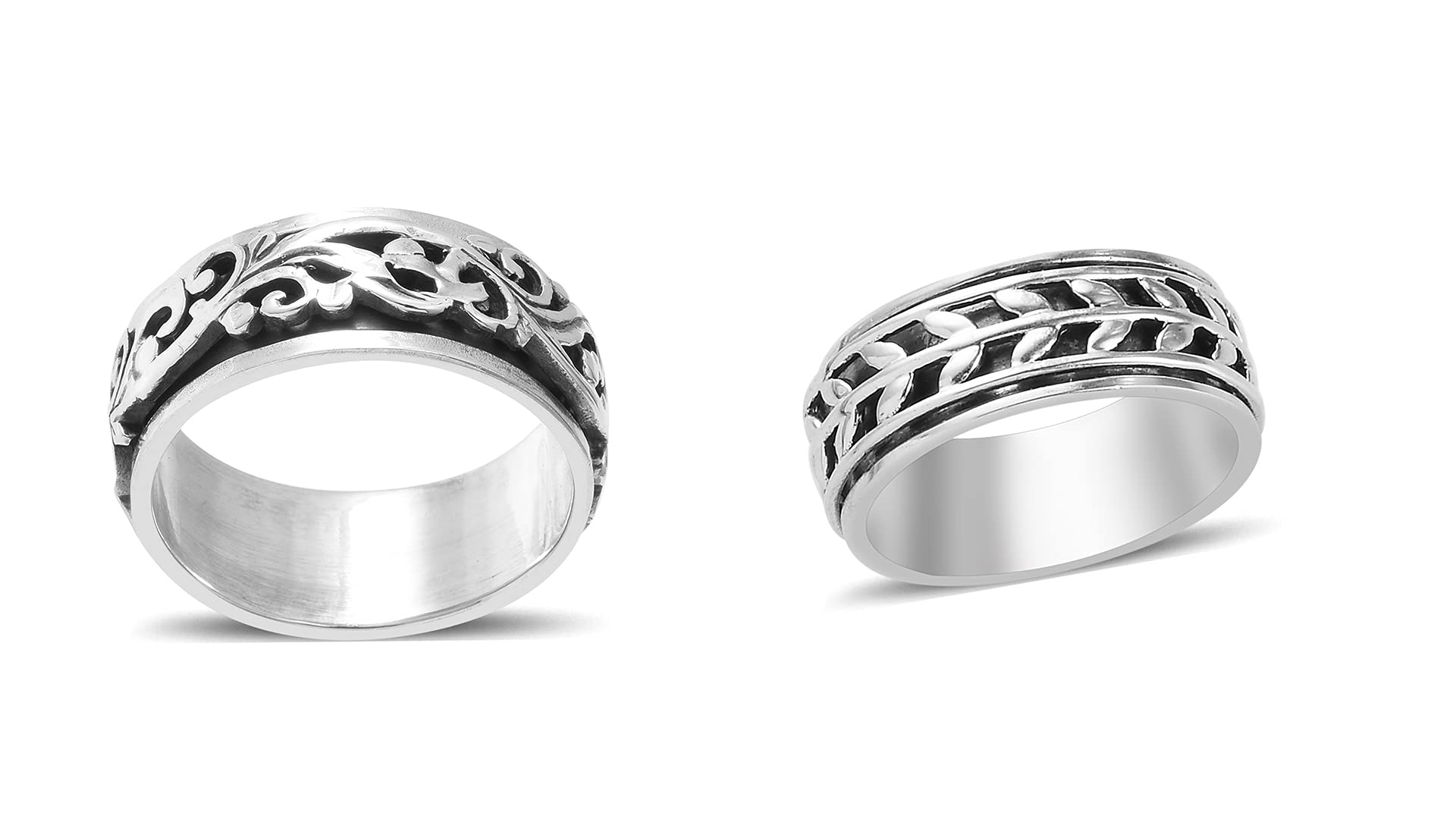 Shop LC Mens Womens Spinner Band Ring 925 Sterling Silver Statement Boho Handmade Jewelry Gifts Stress Relieving Size 10