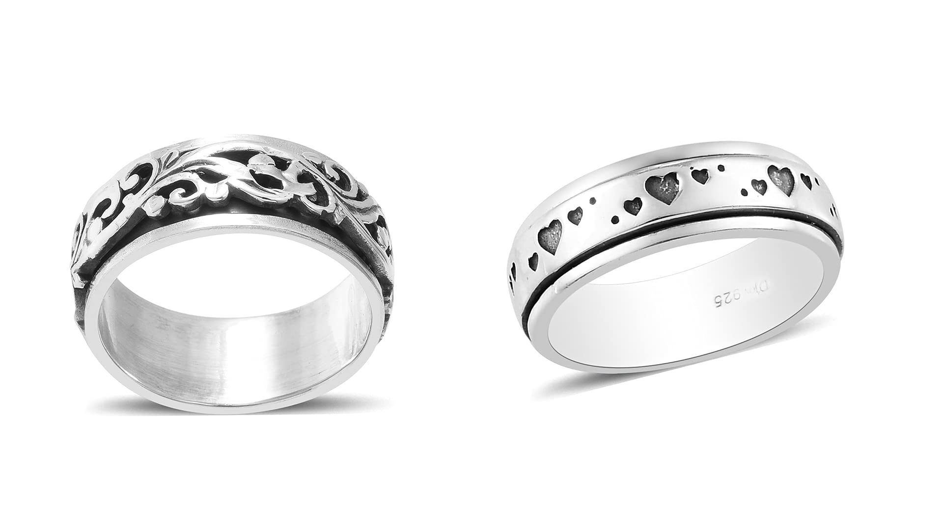 Shop LC Mens Womens Spinner Band Ring 925 Sterling Silver Statement Boho Handmade Jewelry Gifts Stress Relieving Size 10