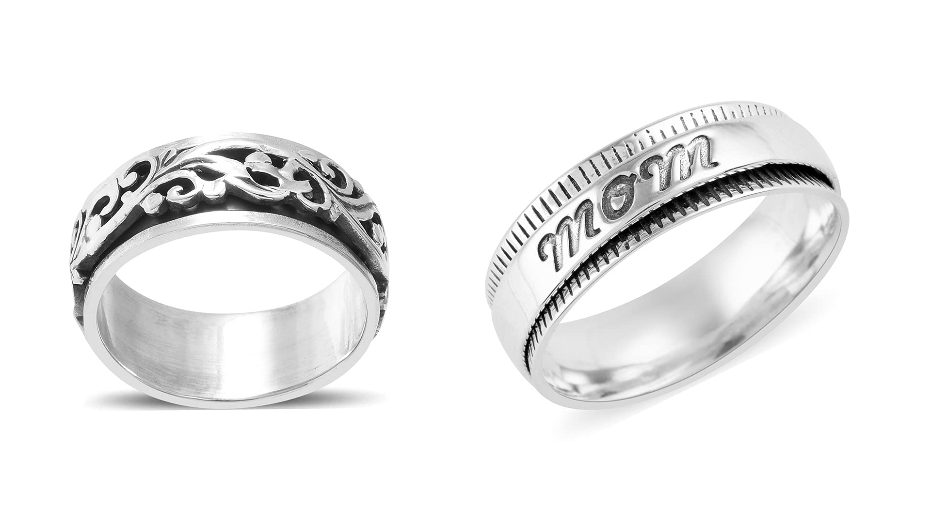 Shop LC Mens Womens Spinner Band Ring 925 Sterling Silver Statement Boho Handmade Jewelry Gifts Stress Relieving Size 10