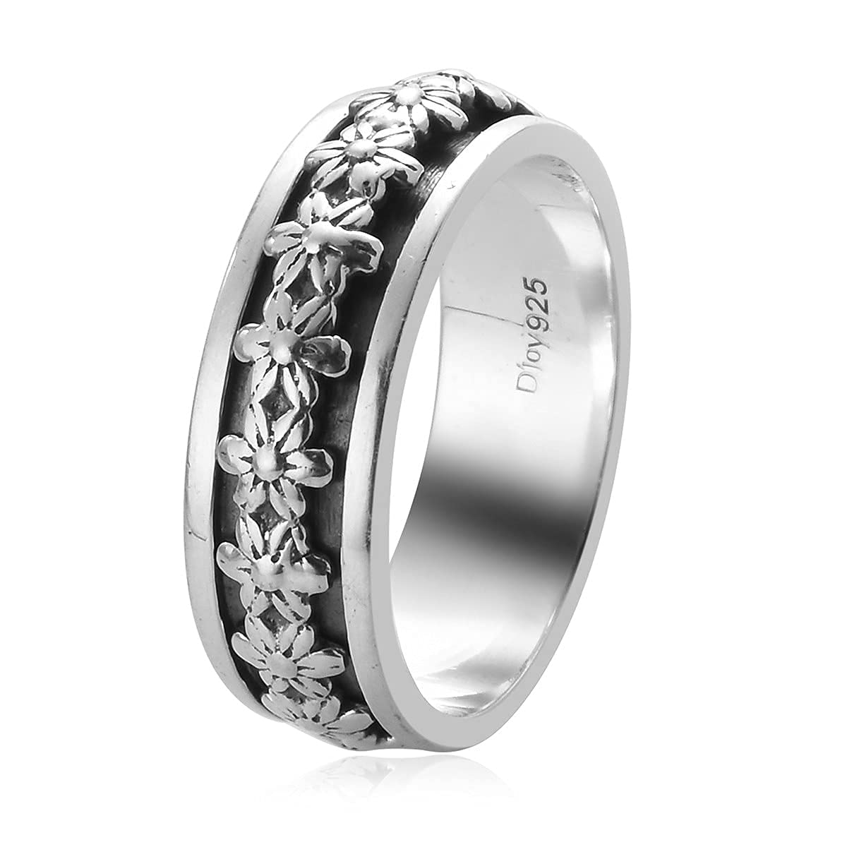 Shop LC Mens Womens Spinner Band Ring 925 Sterling Silver Statement Boho Handmade Jewelry Gifts Stress Relieving Size 10 - Image 5
