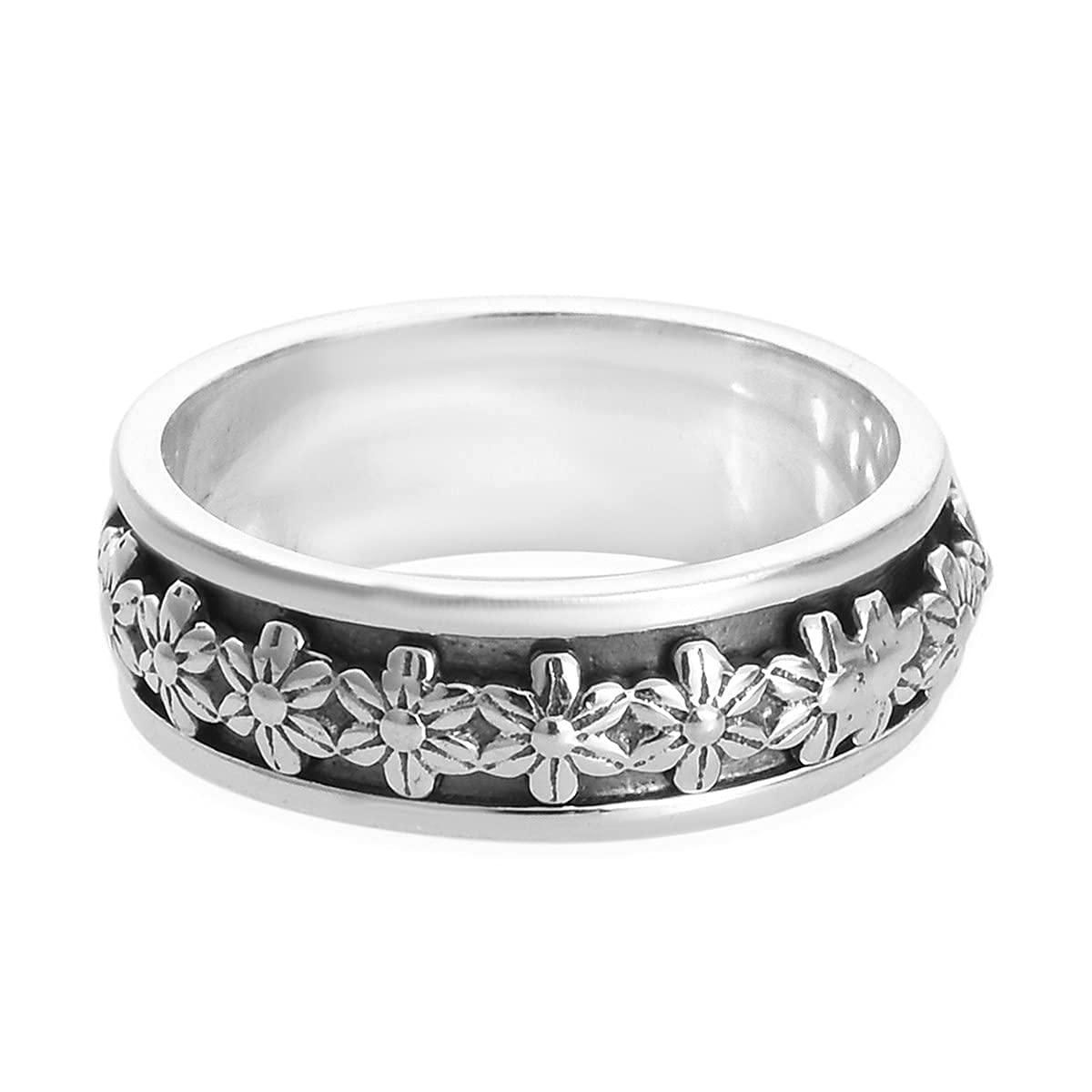 Shop LC Mens Womens Spinner Band Ring 925 Sterling Silver Statement Boho Handmade Jewelry Gifts Stress Relieving Size 10 - Image 7