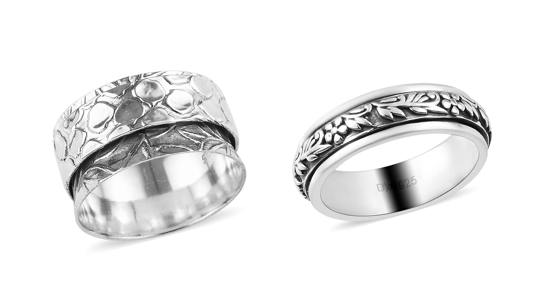 Shop LC Mens Womens Spinner Band Ring 925 Sterling Silver Statement Boho Handmade Jewelry Gifts Stress Relieving Size 10