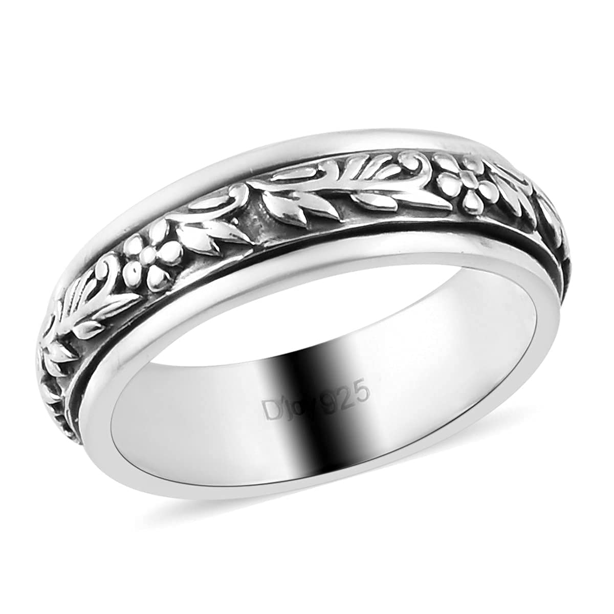 Shop LC Mens Womens Spinner Band Ring 925 Sterling Silver Statement Boho Handmade Jewelry Gifts Stress Relieving Size 10 - Image 2