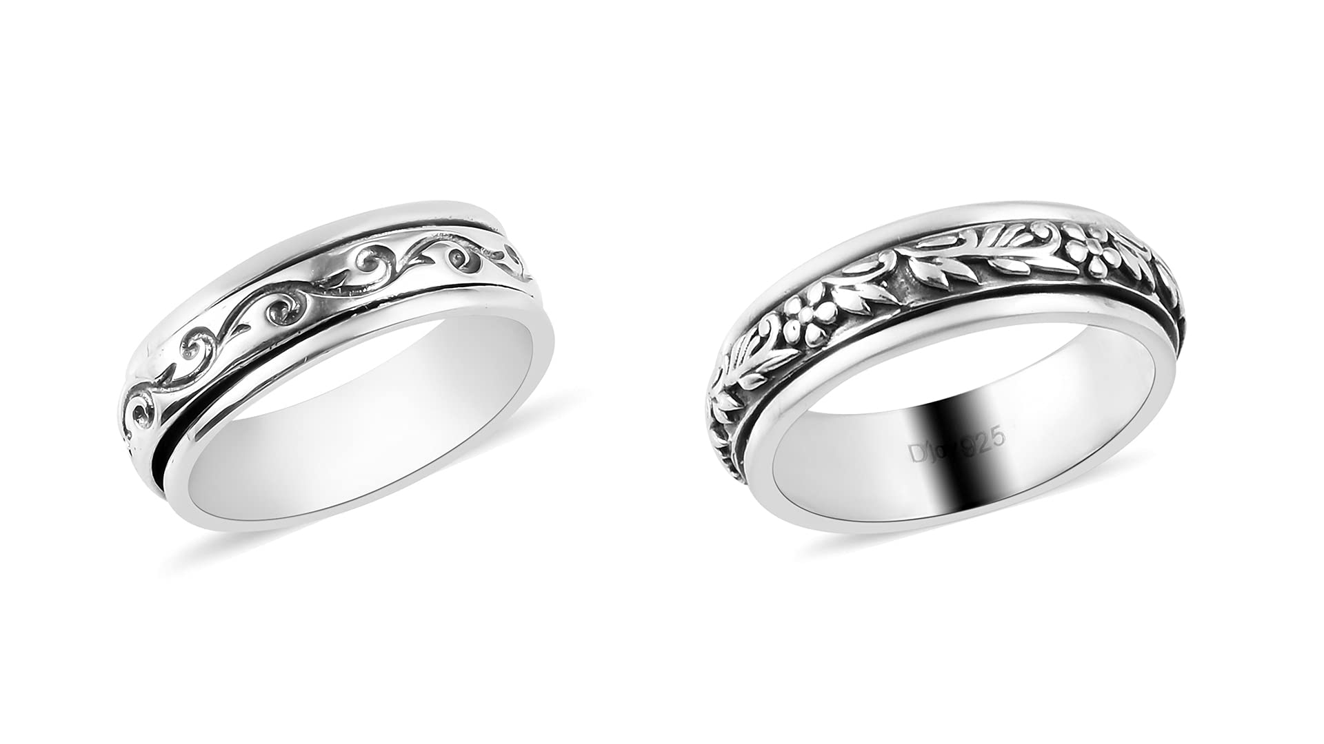 Shop LC Mens Womens Spinner Band Ring 925 Sterling Silver Statement Boho Handmade Jewelry Gifts Stress Relieving Size 10
