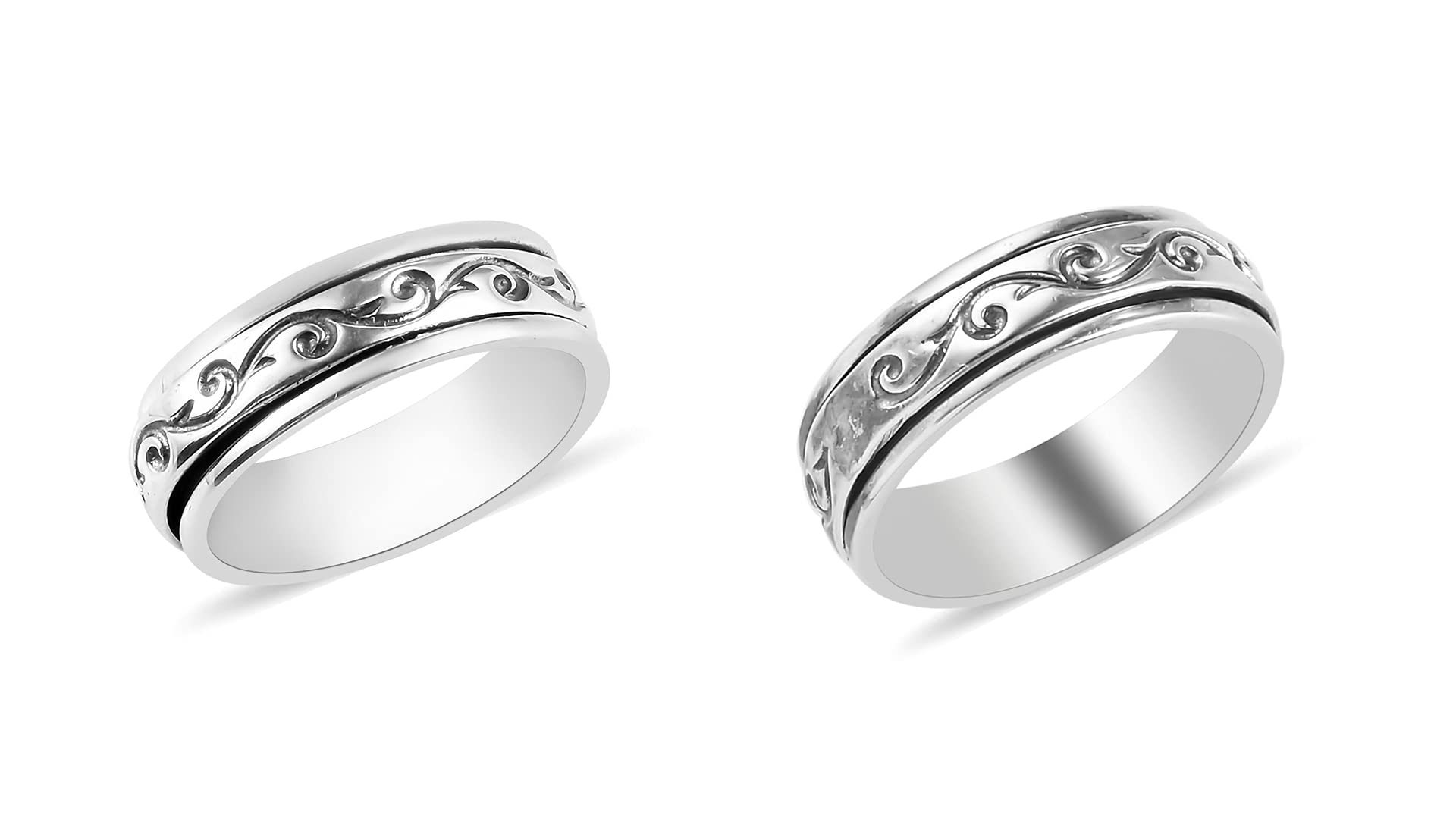 Shop LC Mens Womens Spinner Band Ring 925 Sterling Silver Statement Boho Handmade Jewelry Gifts Stress Relieving Size 10