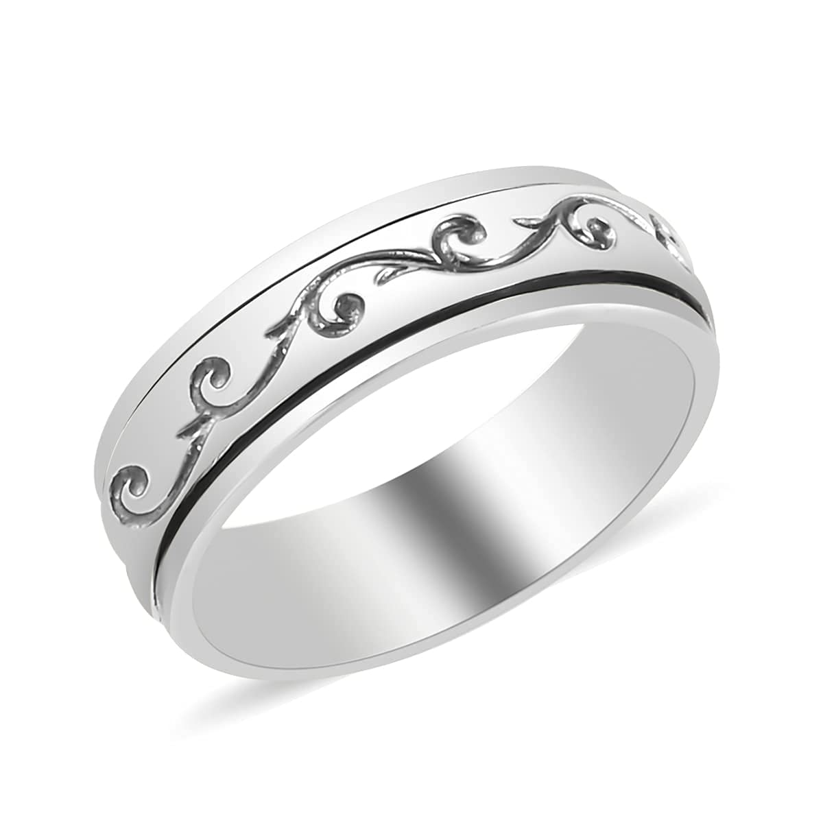 Shop LC Mens Womens Spinner Band Ring 925 Sterling Silver Statement Boho Handmade Jewelry Gifts Stress Relieving Size 10 - Image 2