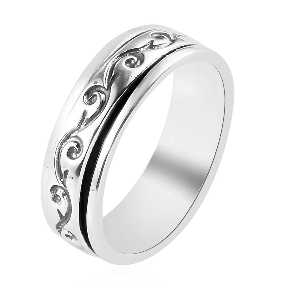 Shop LC Mens Womens Spinner Band Ring 925 Sterling Silver Statement Boho Handmade Jewelry Gifts Stress Relieving Size 10 - Image 5