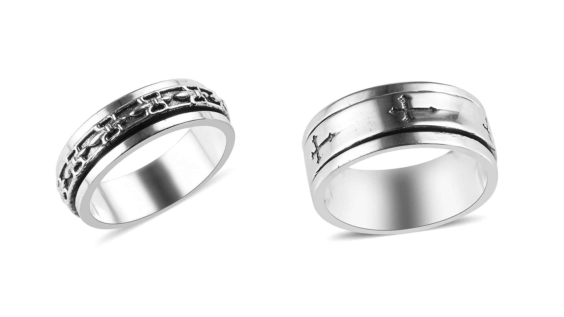 Shop LC Mens Womens Spinner Band Ring 925 Sterling Silver Statement Boho Handmade Jewelry Gifts Stress Relieving Size 10