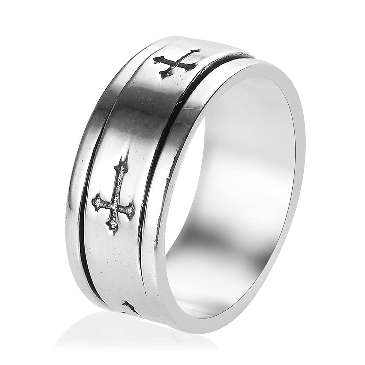 Shop LC Mens Womens Spinner Band Ring 925 Sterling Silver Statement Boho Handmade Jewelry Gifts Stress Relieving Size 10 - Image 5