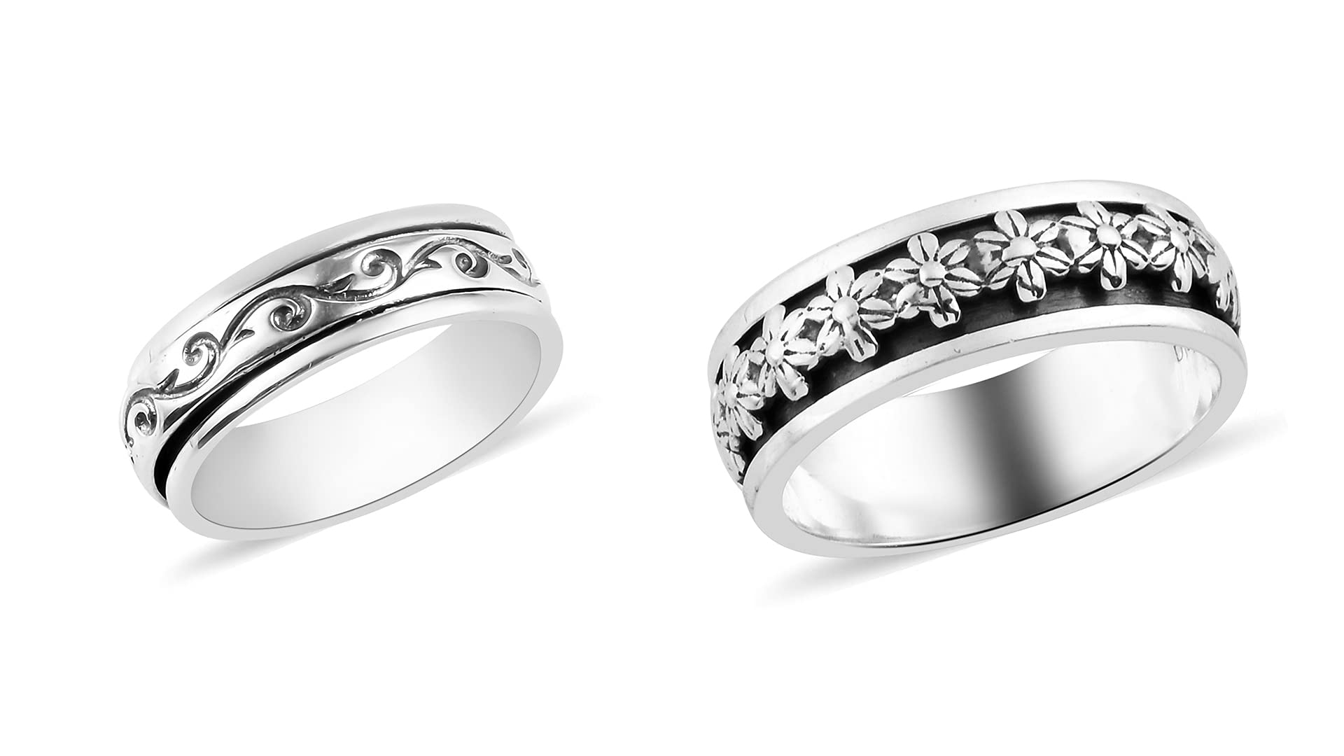Shop LC Mens Womens Spinner Band Ring 925 Sterling Silver Statement Boho Handmade Jewelry Gifts Stress Relieving Size 10