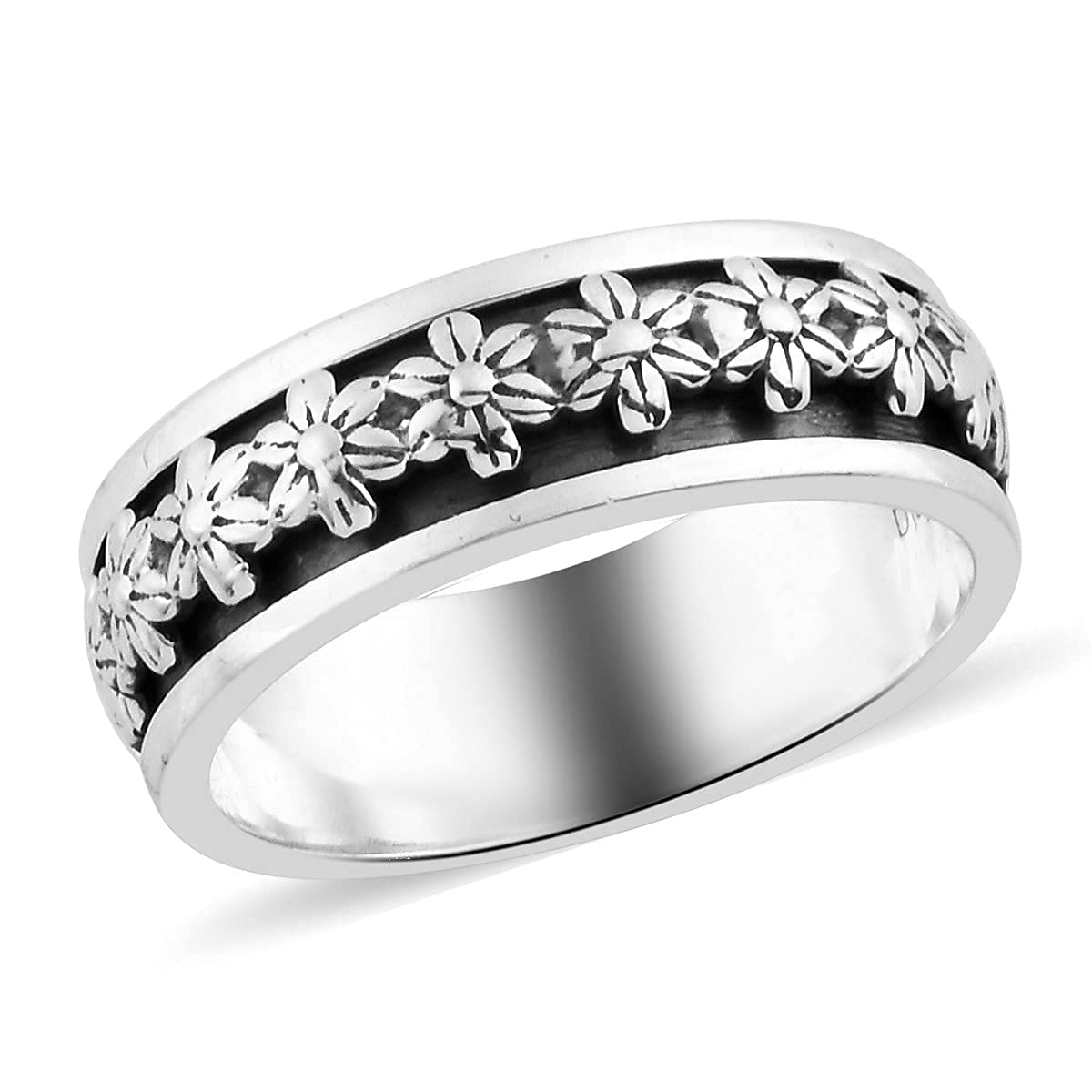 Shop LC Mens Womens Spinner Band Ring 925 Sterling Silver Statement Boho Handmade Jewelry Gifts Stress Relieving Size 10 - Image 2