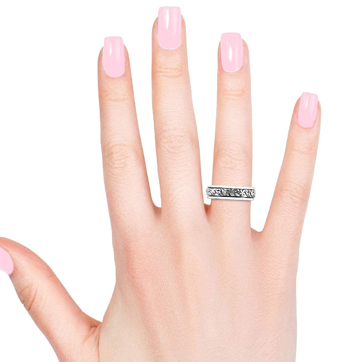 Shop LC Mens Womens Spinner Band Ring 925 Sterling Silver Statement Boho Handmade Stress Relieving Jewelry Gifts - Image 4