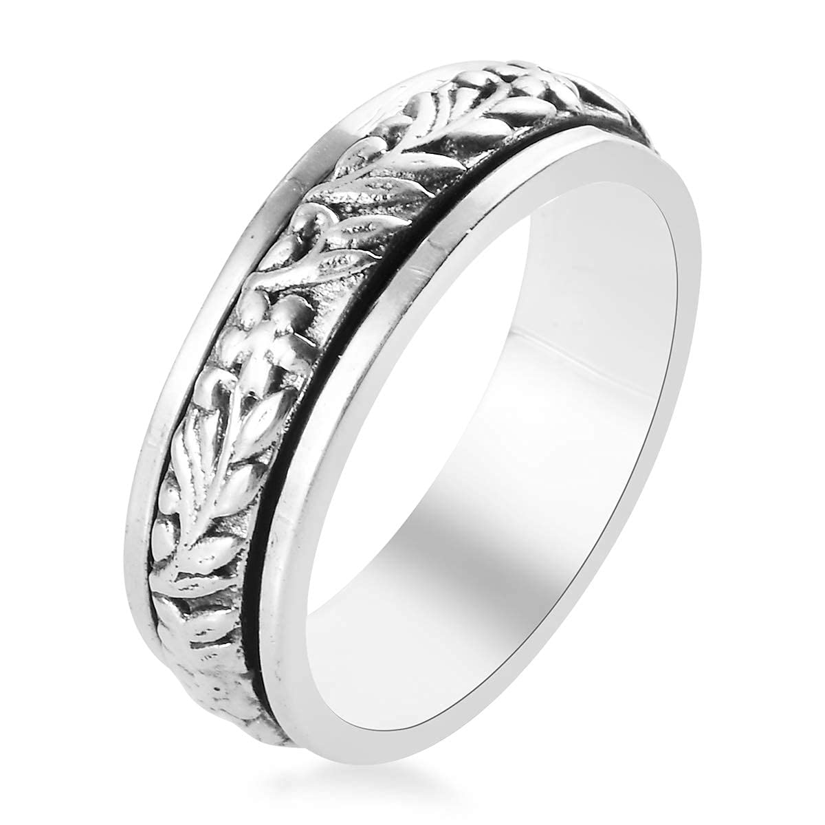 Shop LC Mens Womens Spinner Band Ring 925 Sterling Silver Statement Boho Handmade Stress Relieving Jewelry Gifts - Image 5