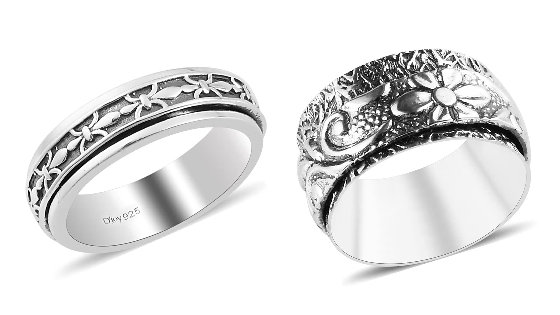 Shop LC Mens Womens Spinner Band Ring 925 Sterling Silver Statement Boho Handmade Stress Relieving Jewelry Gifts Size 9