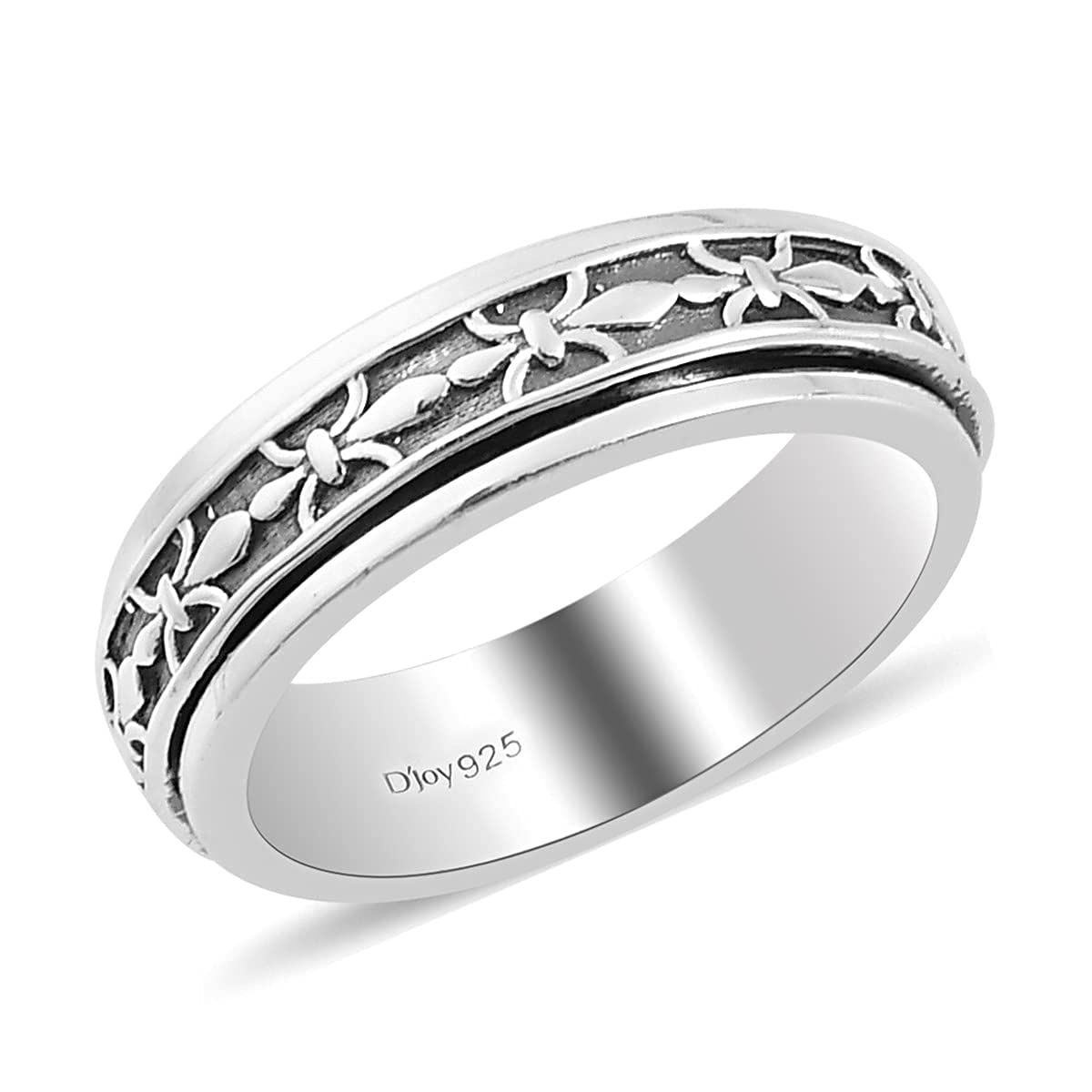 Shop LC Mens Womens Spinner Band Ring 925 Sterling Silver Statement Boho Handmade Stress Relieving Jewelry Gifts Size 9 - Image 2