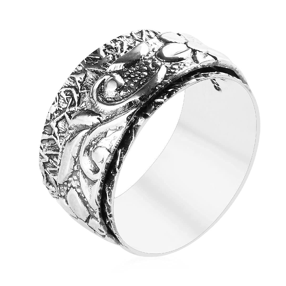 Shop LC Mens Womens Spinner Band Ring 925 Sterling Silver Statement Boho Handmade Stress Relieving Jewelry Gifts Size 9 - Image 9