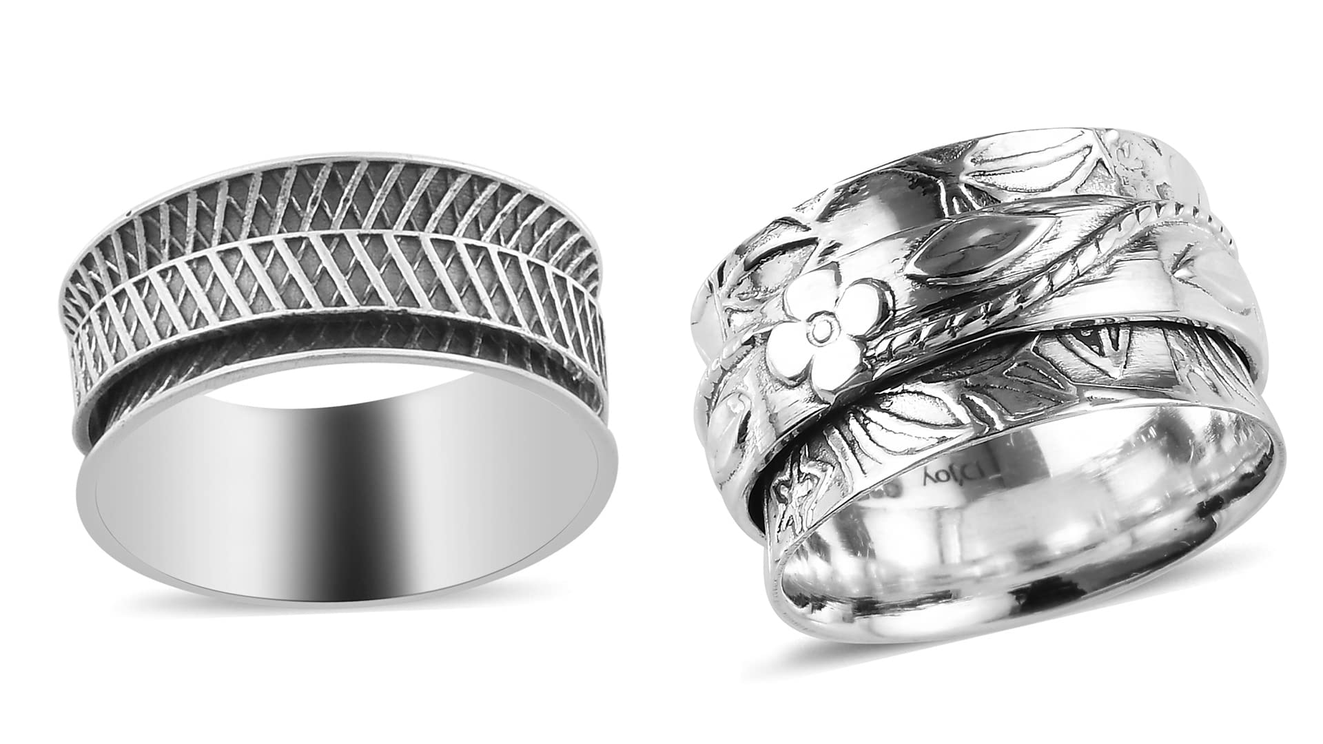 Shop LC Mens Womens Spinner Band Ring 925 Sterling Silver Statement Boho Handmade Stress Relieving Jewelry Gifts