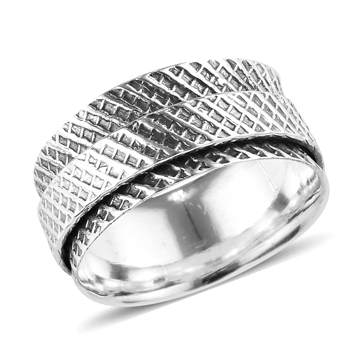 Shop LC Mens Womens Spinner Band Ring 925 Sterling Silver Statement Boho Handmade Stress Relieving Jewelry Gifts - Image 2