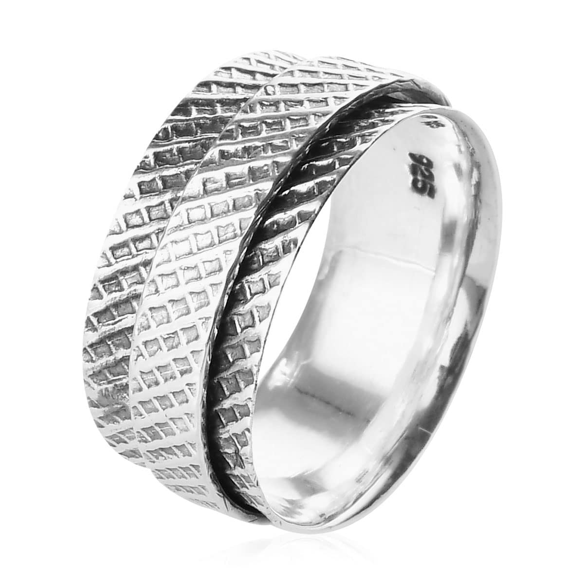 Shop LC Mens Womens Spinner Band Ring 925 Sterling Silver Statement Boho Handmade Stress Relieving Jewelry Gifts - Image 5