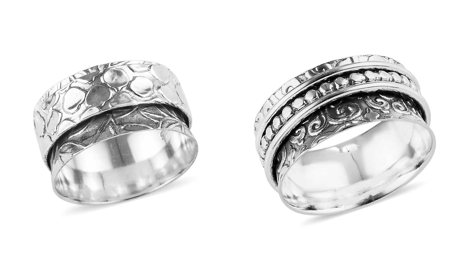 Shop LC Mens Womens Spinner Band Ring 925 Sterling Silver Statement Boho Handmade Stress Relieving Jewelry Gifts Size 10