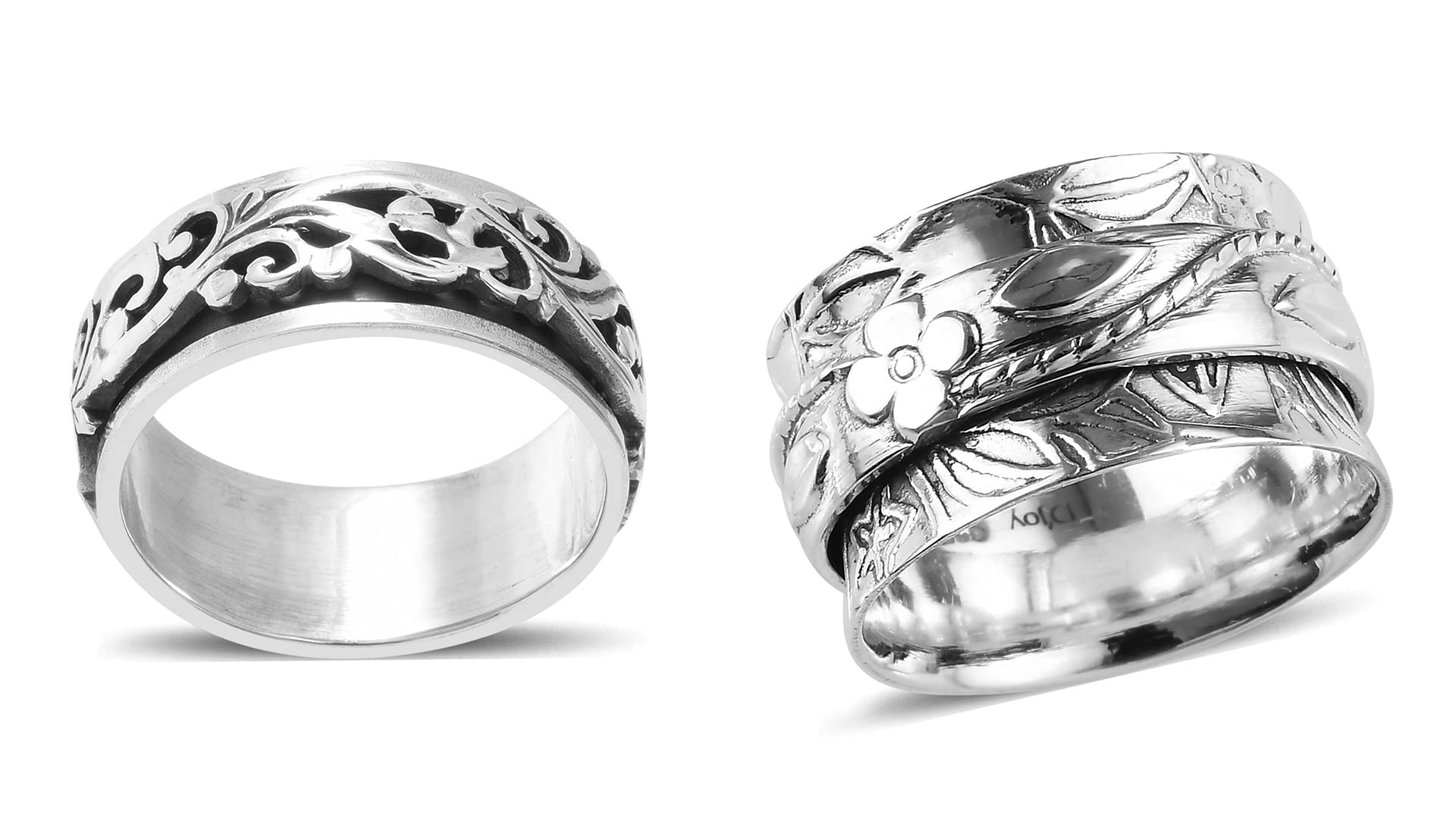 Shop LC Mens Womens Spinner Band Ring 925 Sterling Silver Statement Boho Handmade Stress Relieving Jewelry Gifts Size 7