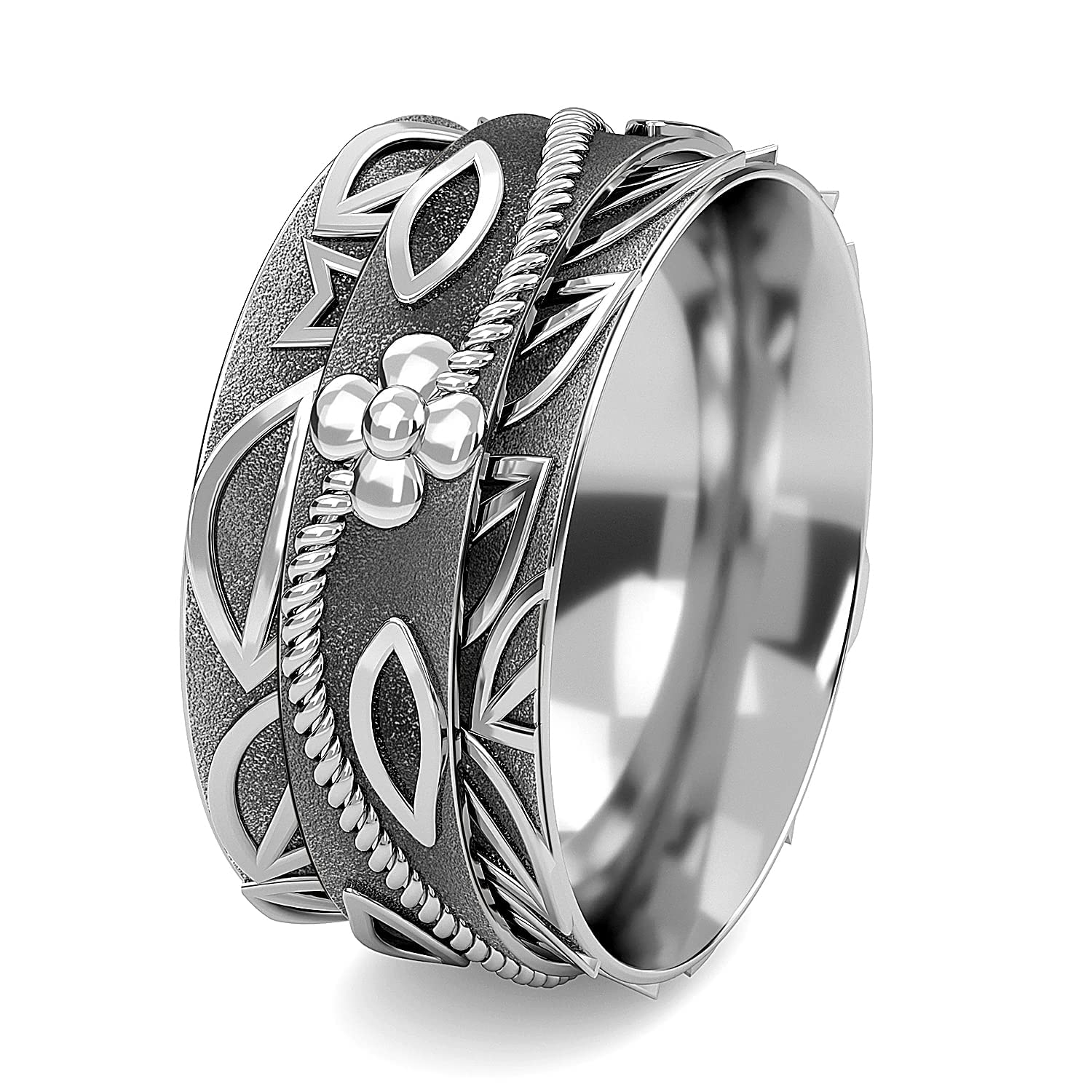 Shop LC 925 Sterling Silver Spinner Ring Boho Handmade Stress Anxiety Relieving Meditation Oxidized Tribal Unique Jewelry Gifts for Women Men - Image 7