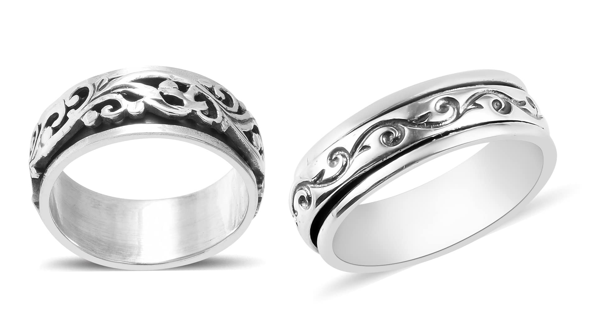 Shop LC Mens Womens Spinner Band Ring 925 Sterling Silver Statement Boho Handmade Stress Relieving Jewelry Gifts