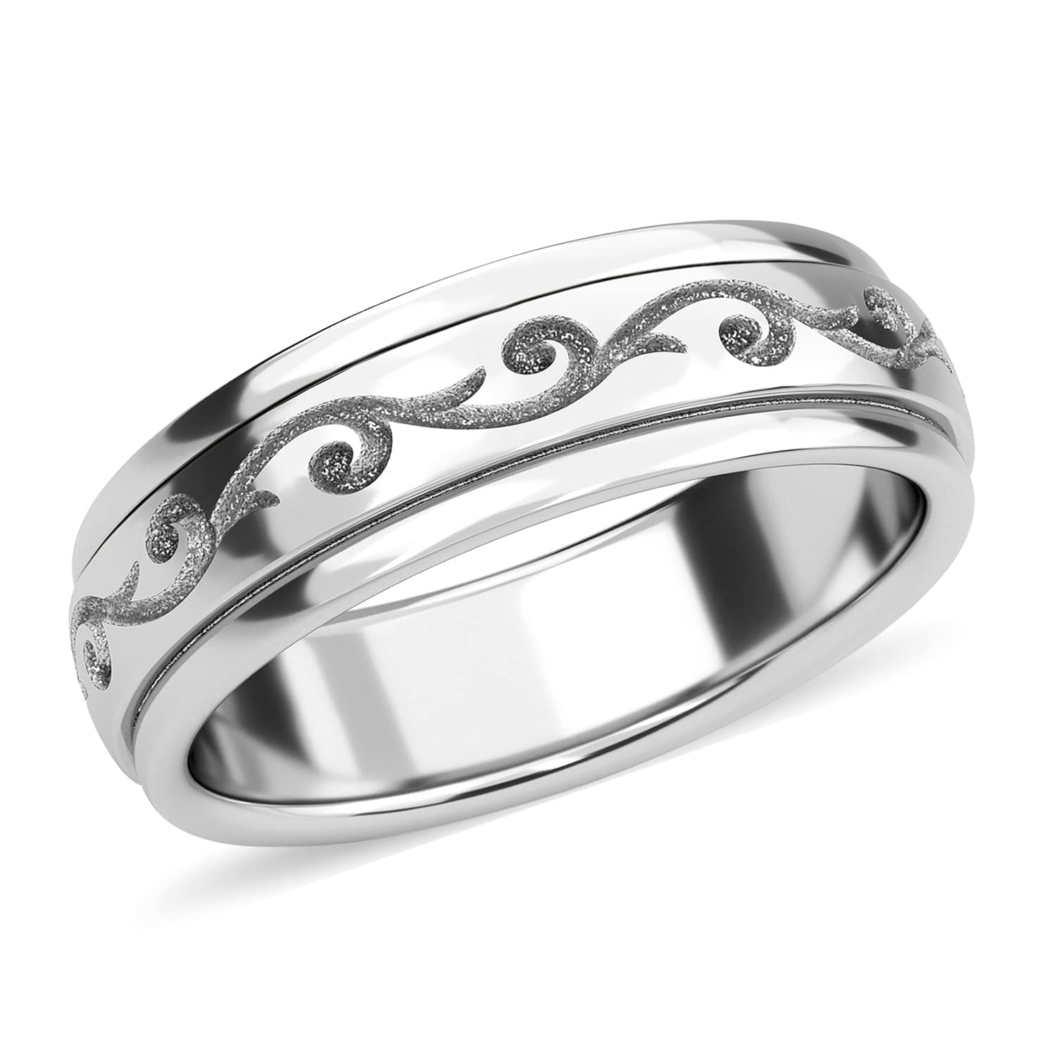 Shop LC Mens Womens Spinner Band Ring 925 Sterling Silver Statement Boho Handmade Stress Relieving Jewelry Gifts - Image 6