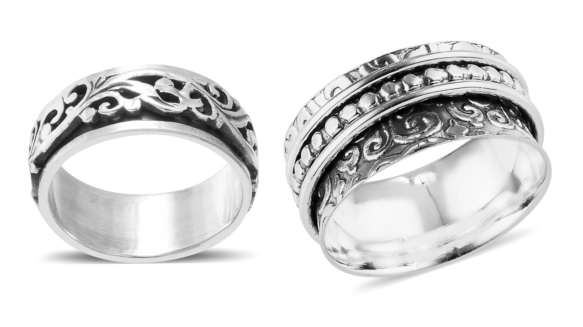 Shop LC Mens Womens Spinner Band Ring 925 Sterling Silver Statement Boho Handmade Stress Relieving Jewelry Gifts