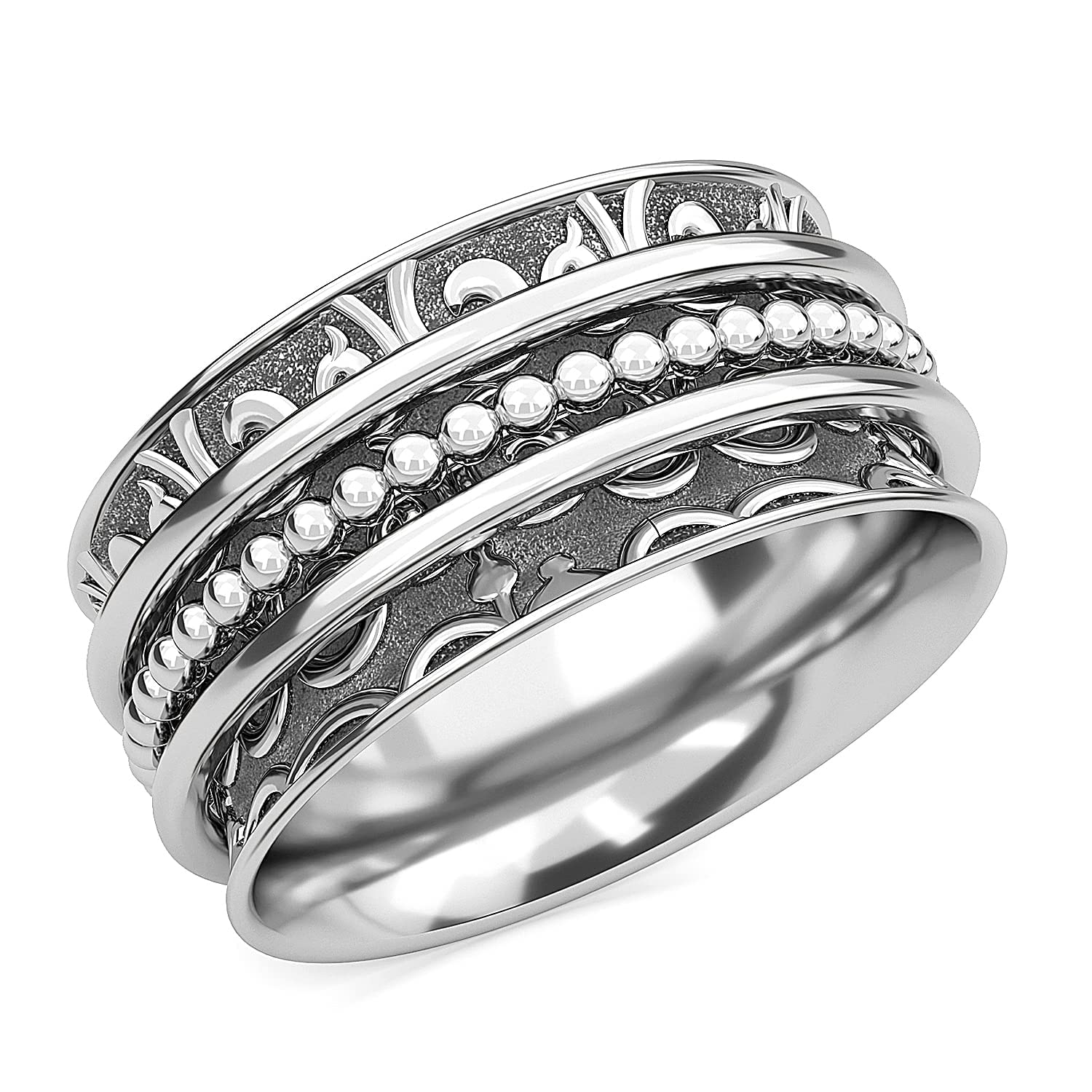 Shop LC Mens Womens Spinner Band Ring 925 Sterling Silver Statement Boho Handmade Stress Relieving Jewelry Gifts - Image 6