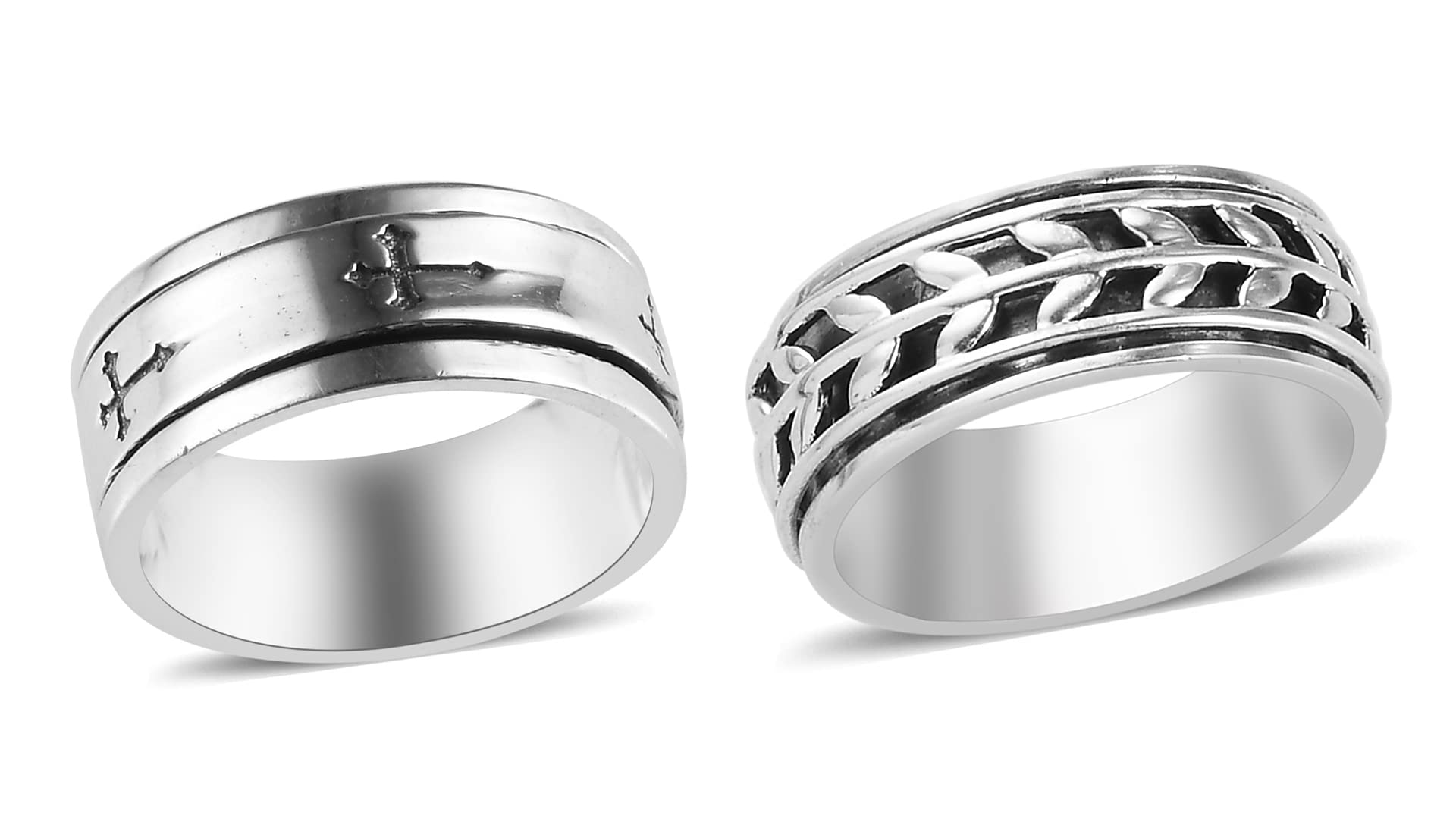 Shop LC Mens Womens Spinner Band Ring 925 Sterling Silver Statement Boho Handmade Stress Relieving Jewelry Gifts