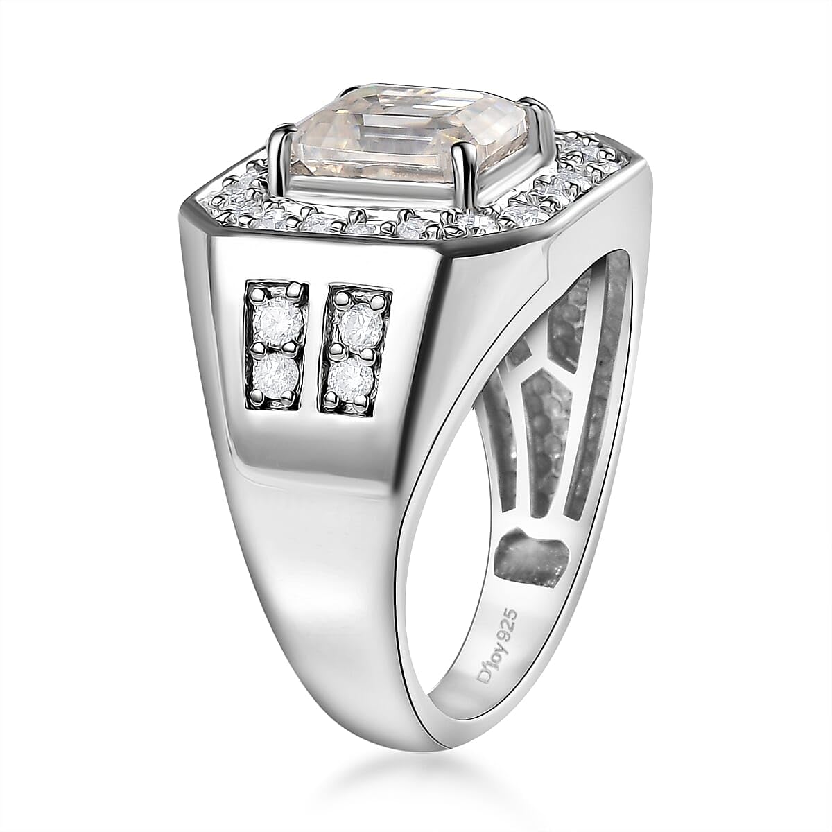 Shop LC Moissanite 925 Sterling Silver Platinum Plated Ring for Mens Jewelry Size 14 Ct 2.79 Birthday Gifts - Image 2