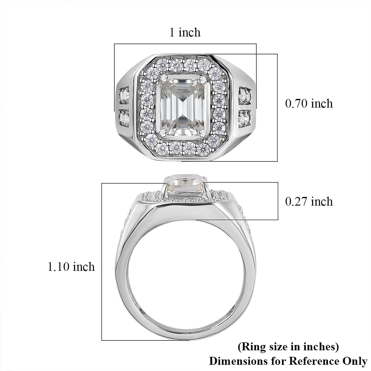 Shop LC Moissanite 925 Sterling Silver Platinum Plated Ring for Mens Jewelry Size 14 Ct 2.79 Birthday Gifts - Image 3