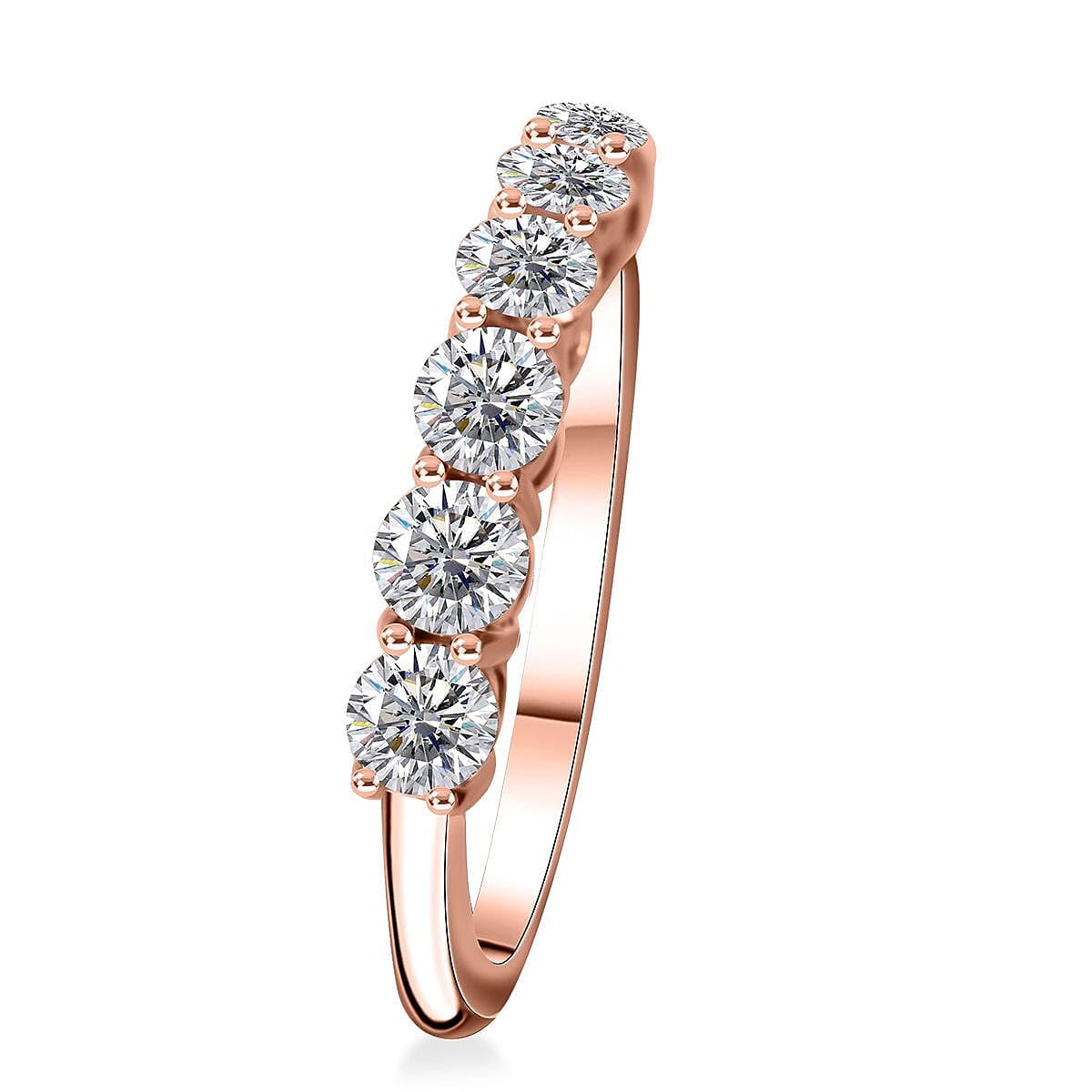 Shop LC Moissanite Half Eternity Band Rings for Women and Hoop Earrings Set in Gold/Platinum Over 925 Sterling Silver 2.85 ctw Moissanite Jewelry Birthday Gifts for Women - Image 3