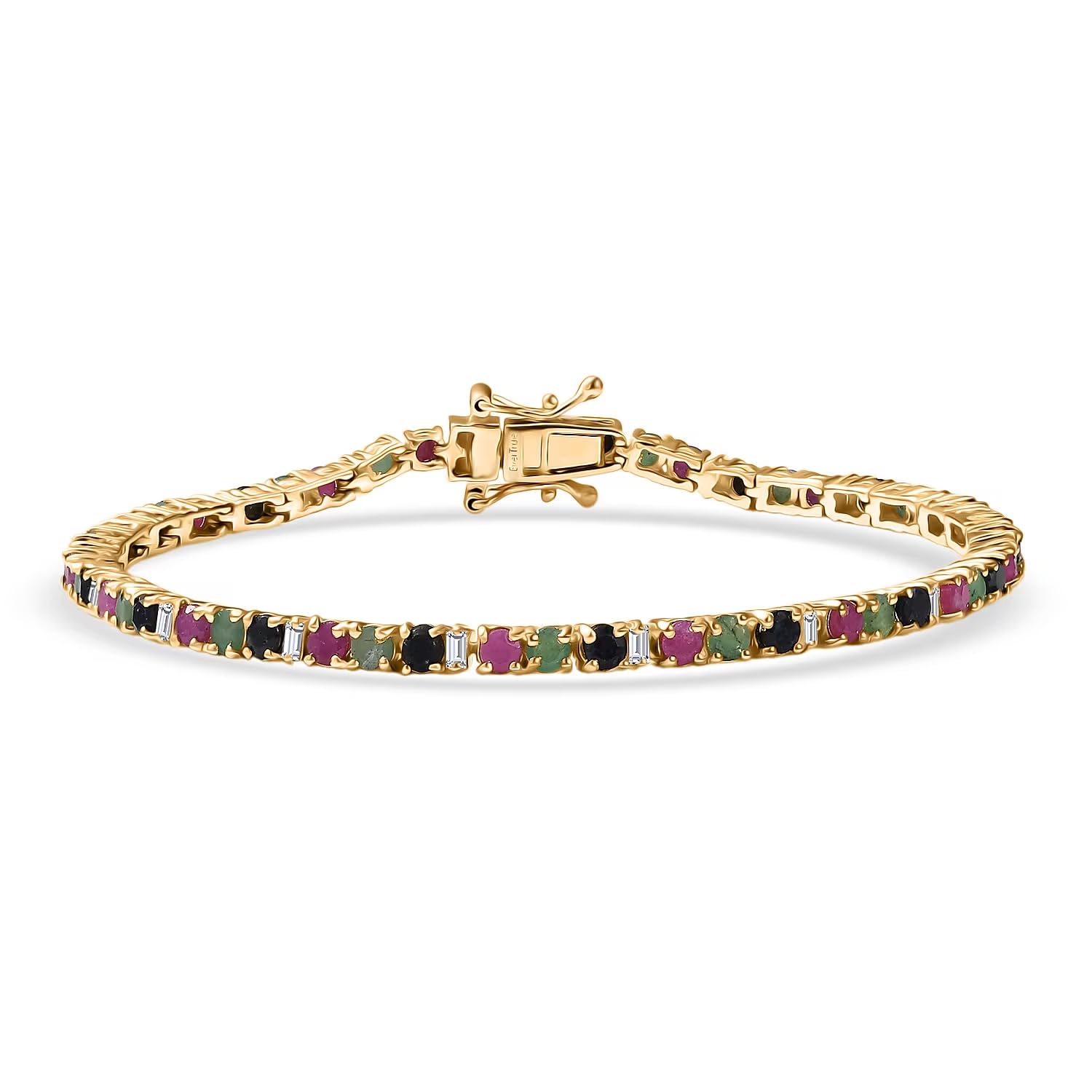 Shop LC Multi Gemstone 5.75 ctw Bracelet in 18K Yellow Gold Plated 7.25 In