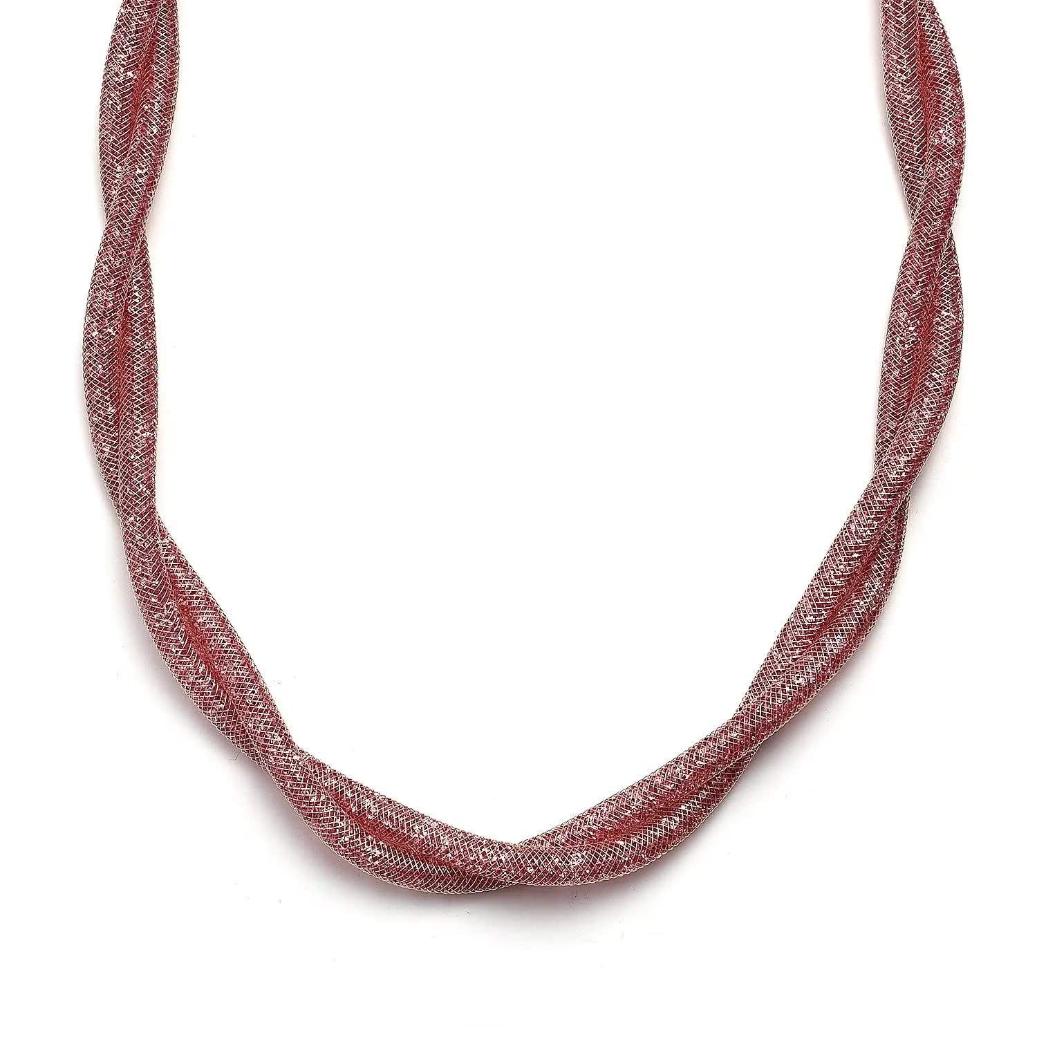 Shop LC PInk Crystal Twisted Rope Necklace in Rosetone 20-22 Inches