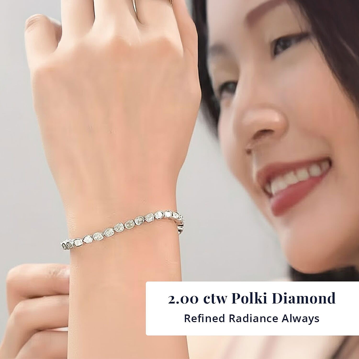 Shop LC Real Polki Diamond 925 Sterling Silver Boho Handmade Tennis Bracelet Platinum Plated Bridal Wedding Anniversary Vintage Birthday Gifts for Women Size 7.25" Ct Engagement Anniversary Wedding - Image 2