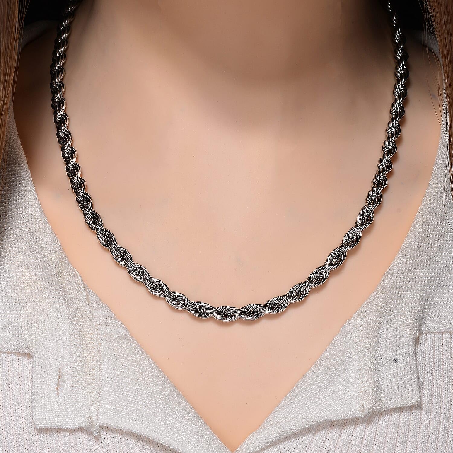Shop LC Rope Chain Necklace in Stainless Steel 20-22 Inches - Image 2