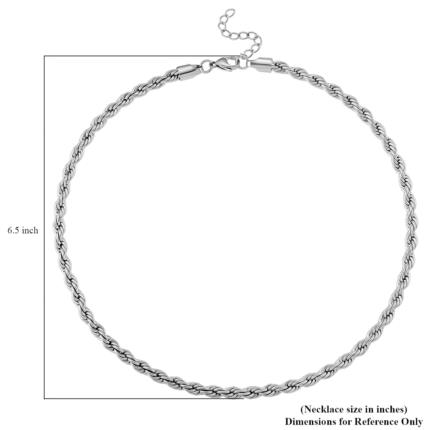 Shop LC Rope Chain Necklace in Stainless Steel 20-22 Inches - Image 5