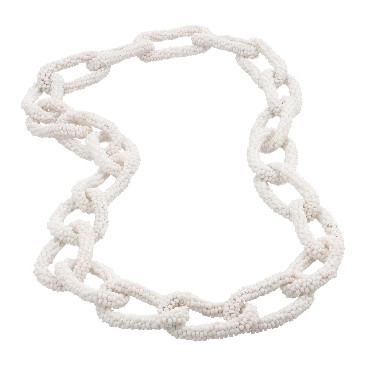 Shop LC Seed Bead Beaded Paper Clip Link Necklace for Women Jewelry Size 28" Boho Western - Image 4