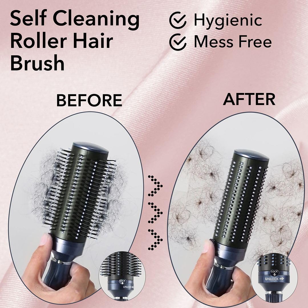 Shop LC Self Cleaning Hair Brush Comb - Detangler Brush Round Brush for Blow Out - Easy Clean Roller Hair Brushes for Women Men Mothers Day Gifts for Mom - Image 2