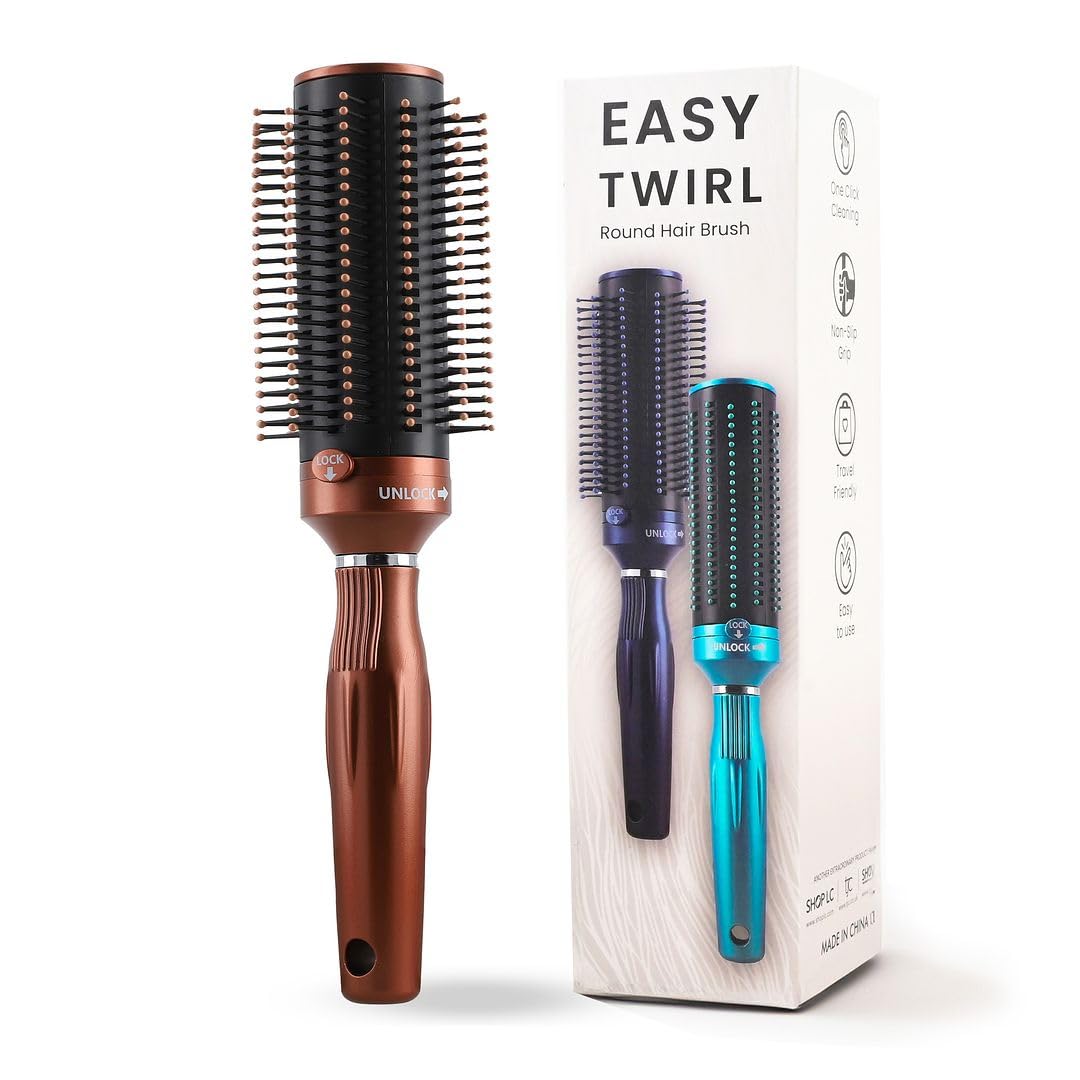 Shop LC Self Cleaning Hair Brush Comb - Detangler Brush Round Brush for Blow Out - Easy Clean Roller Hair Brushes for Women Men Mothers Day Gifts for Mom - Image 8