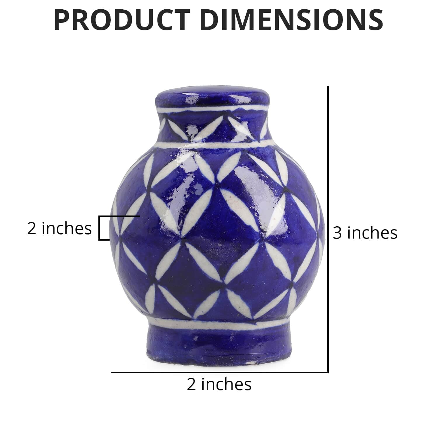 Shop LC Set of 2 Blue Color Pottery Hand Painted Chevron Pattern Salt And Pepper Dispenser Set Christmas Gifts - Image 4