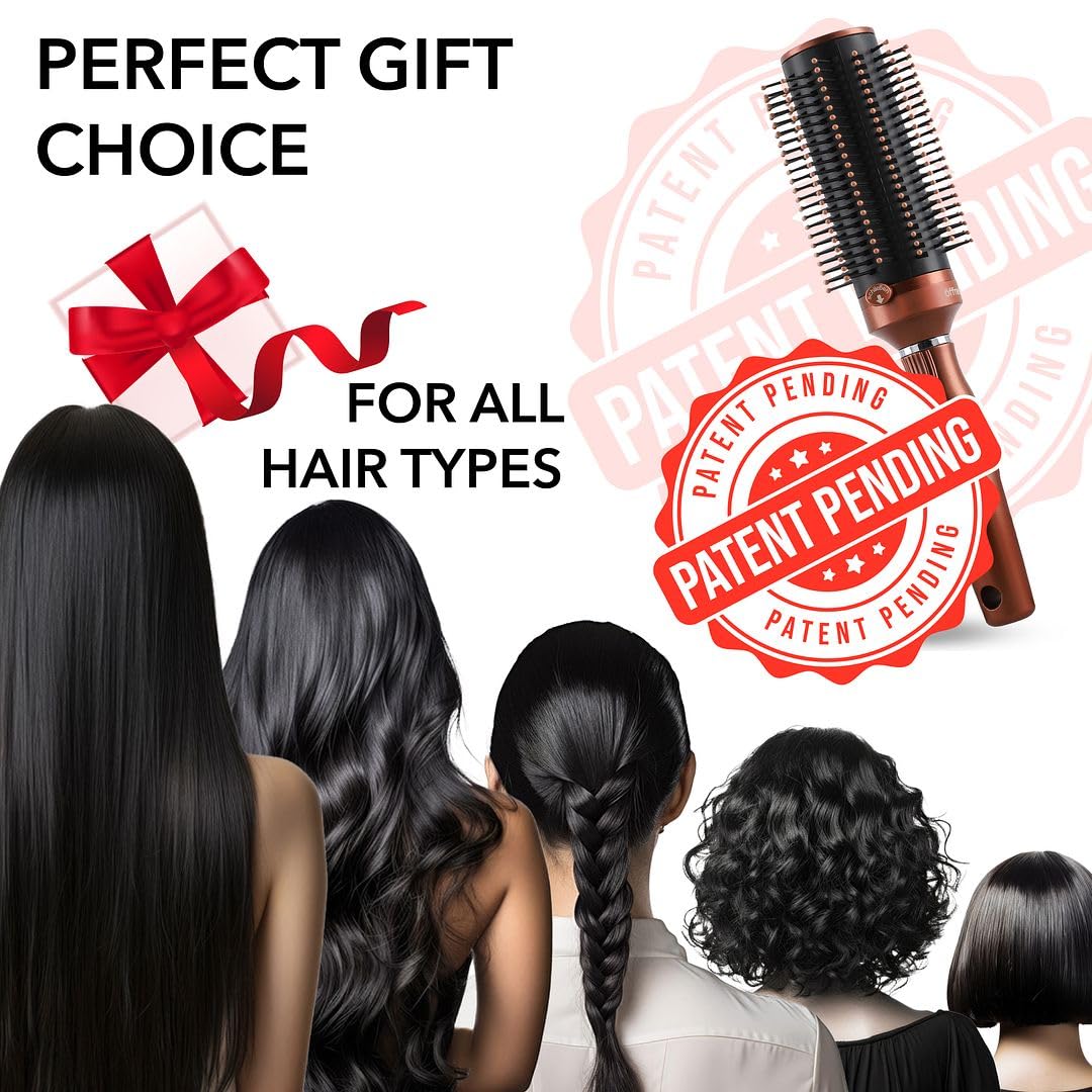 Shop LC Set of 3 Self Cleaning Hair Brush Comb - Detangler Brush Round Brush for Blow Out - Easy Clean Roller Hair Brushes Gifts for Women Men - Image 6