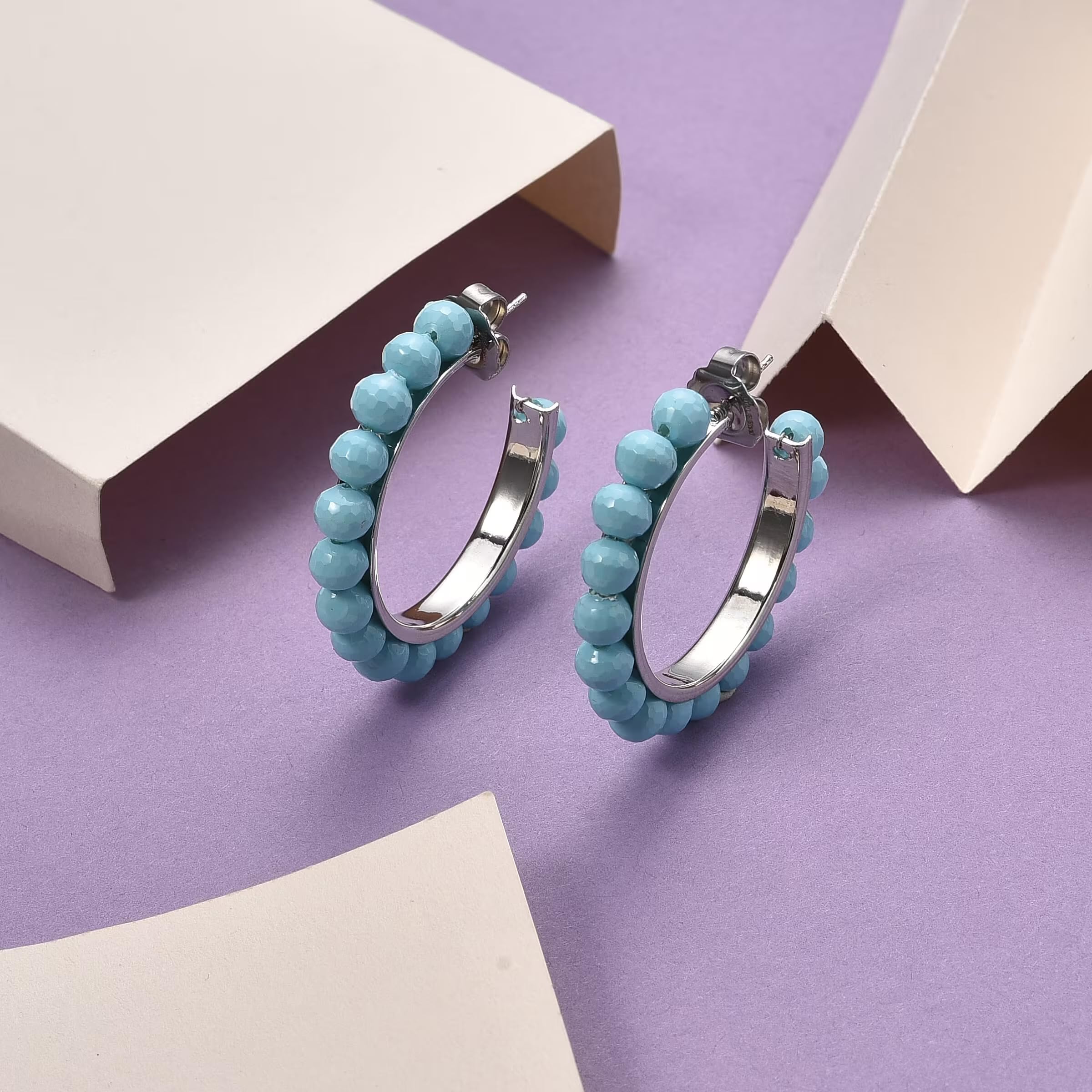 Shop LC Sleeping Beauty Color Shell Pearl Earrings in Stainless Steel - Image 4