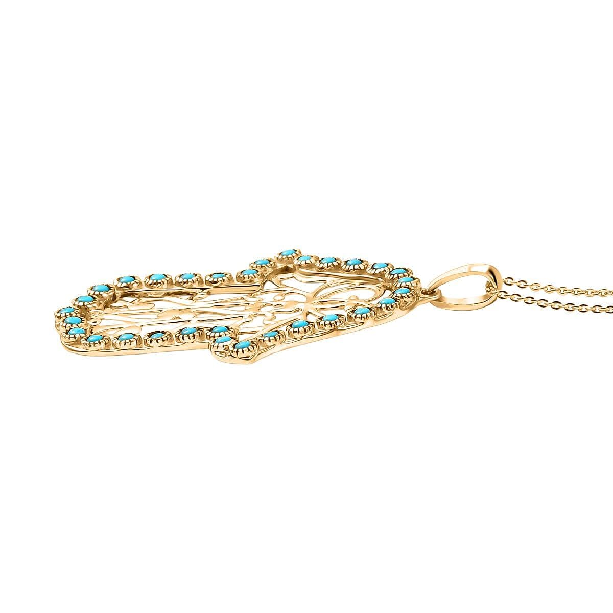 Shop LC Sleeping Beauty Turquoise 1.50 ctw Pendant Necklace in 18K Vermeil Yellow Gold Over Sterling Silver 20 Inches - Image 3