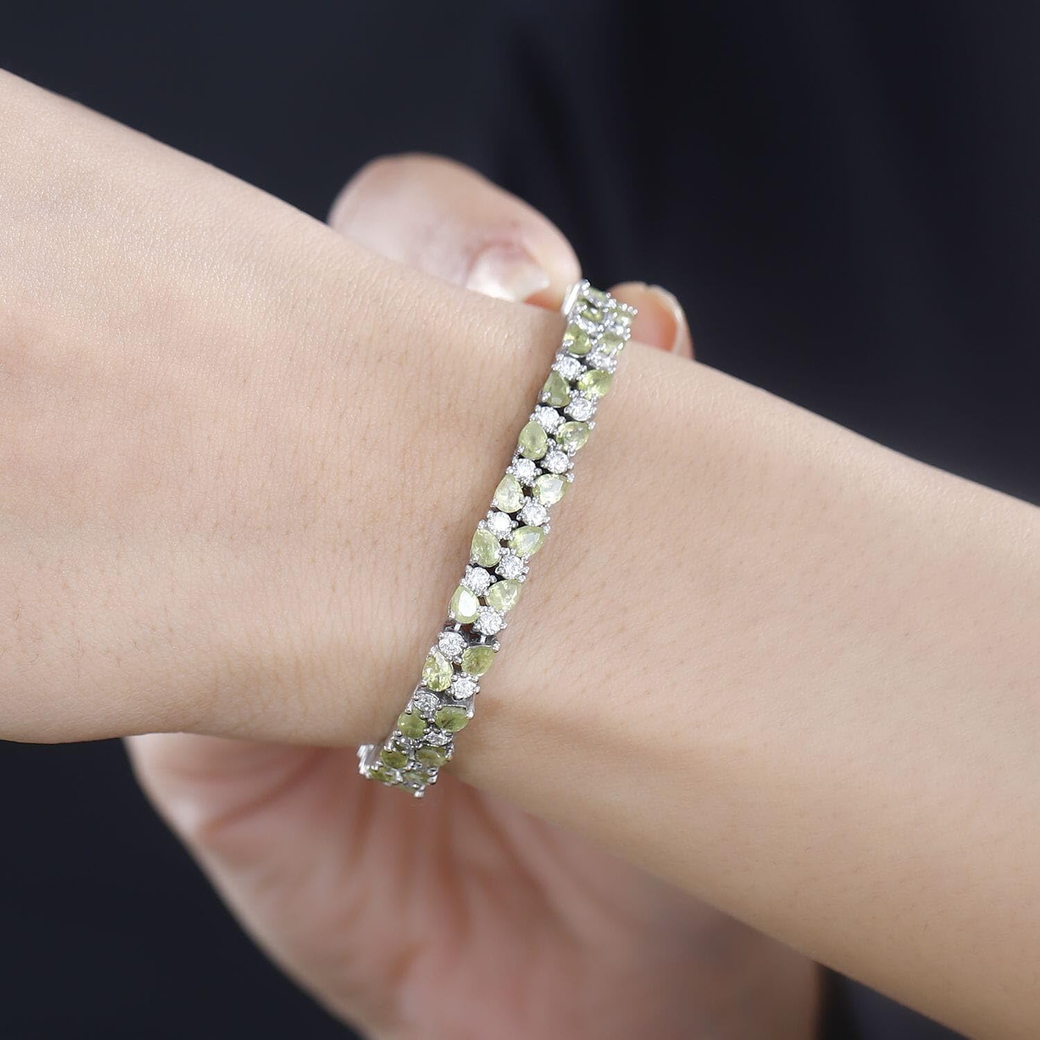 Shop LC Sphene Moissanite 925 Sterling Silver Rhodium Plated Bracelet for Women Jewelry Birthday Mothers Day Gifts - Image 2
