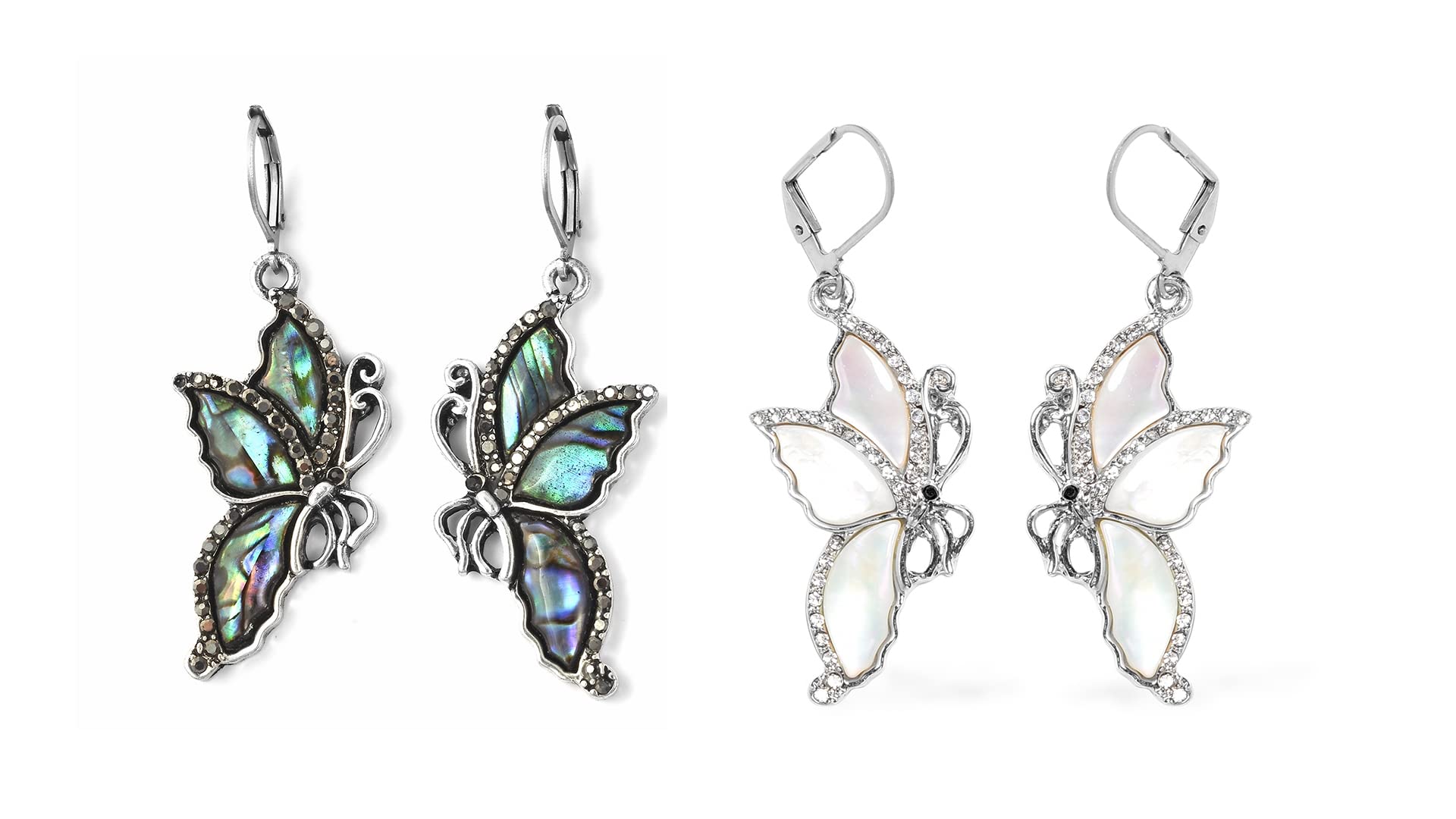 Shop LC Stainless Steel Abalone Shell Crystal Butterfly Drop Dangle Lever Back Earrings Prom Beach Jewelry